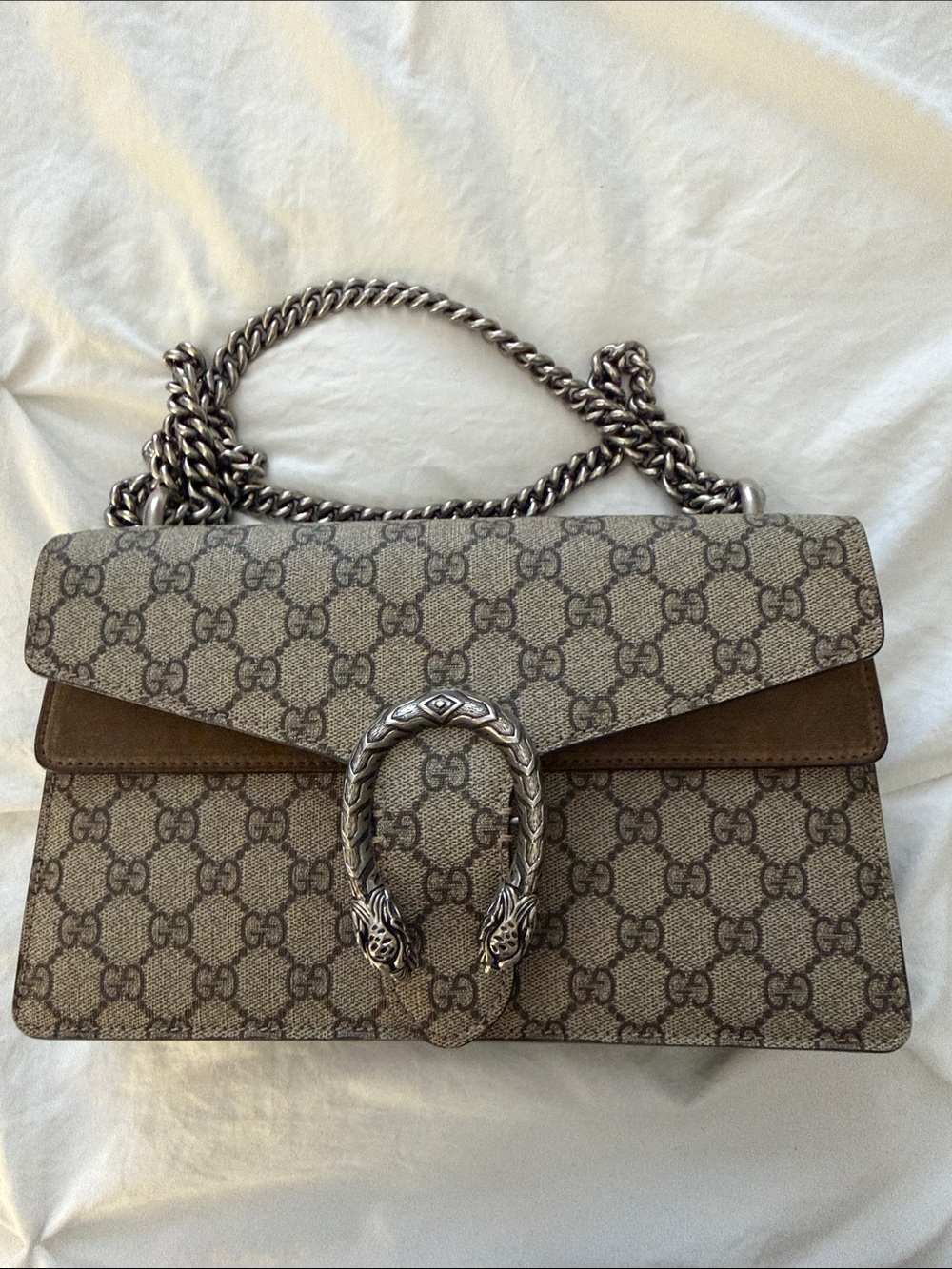 Gucci Beige Brown GG Supreme Dionysus Shoulder Bag - Picture 10 of 13